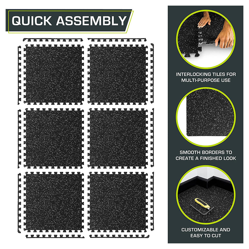 Rubber Gym Mat With Interlocking Puzzle (12 pieces)